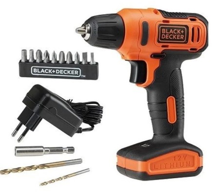 Parafusadeira/Furadeira a Bateria 12V Li-Ion Vel. Variável e Reversível com Carregador Bivolt e Acessórios - BLACK+DECKER-LD12S-BR